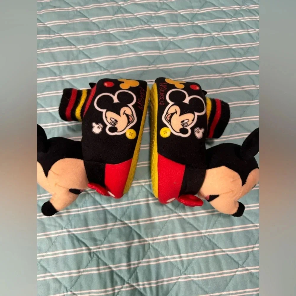 Toddler Boy Disney Plush Mickey Mouse Slippers Shoes Size 5/6